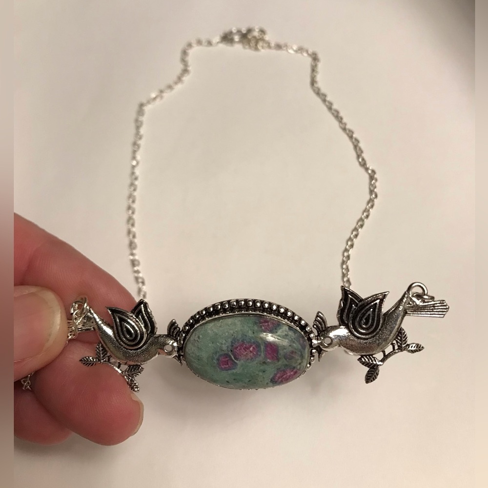 Ruby Fuchsite Stamped 925 Sterling Silver Necklace